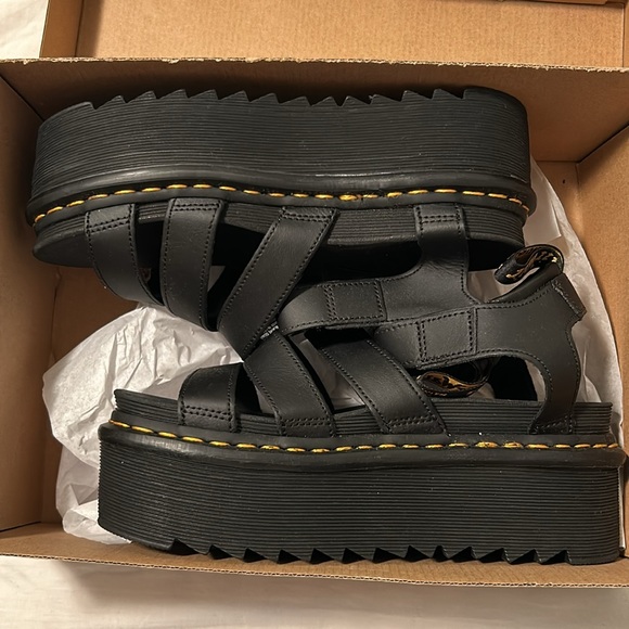 Dr. Martens Women Blaire Quad Black Sandals Size 7 - Picture 4 of 5